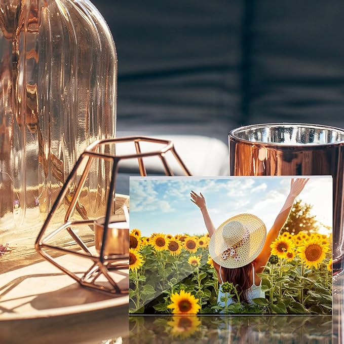 5 Pack 4 x 6 Inches Acrylic Picture Frame Desktop Frameless Photo Frame Double Sided Transparent Acrylic Horizontal Magnetic for Desk Desktop Display Pictures Holder