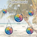 Stained Glass Window Hanging, Colorful Flower Petals Sun Catchers Diamond Glass Panel Hangings Suncatcher Decor for Birthday for Women, Men, Wife, Aunt, and Mom 14.9x14.9 in
