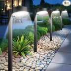 4 Pack Solar Pathway Lights Outdoor, 12 Brighter LED Solar Lights Outdoor Waterproof, Up to 12 Hrs Modern Path Light for Yard Garden Walkway Driveway Lawn, Cool White