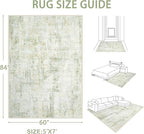 Area Rugs 5x7 Living Room: Washable Rug Modern Abstract Rugs Soft Non Slip Neutral Rug Stain Resistant Indoor Carpet for Bedroom Kitchen Dining Room Nursery Home Office Rugs(Green Brown,5'x7')