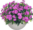 UUqueeten15.7” Fall Decorations for Home Fake Fall Flowers Fake Plants Artificial Impatiens Bouquet Flowers for Outdoors Silk Faux Flowers Impatiens Plants Decor Indoor Planters 8PCS (Purple)