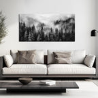 Foggy Forest Wall Art for Living Room,Black and White Pictures for Wall,Tree Wall Decor for Bedroom 20 x 40 Inch