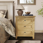 Harvin 3 Drawers Nightstand, Solid Wood End Table with Pull-Out Shelf, Timeless Classic Side Table for Bedroom, Living Room or Home Offices