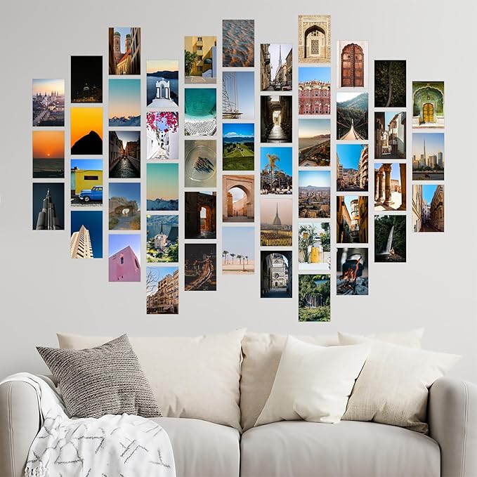 Y2K BOO World Travel Wall Collage Kit - 50pcs Aesthetic Posters for Room Decor, Perfect Dorm and Bedroom Wall Art, Adventure and Travel Collage Kit for Enthusiastic Teen Girls