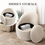 COLAMY Swivel Accent Chair Set of 2, 360° Swivel Round Chair with Hidden Storage, Modern Small Barrel Armchair for Living Room/Bedroom, Beige