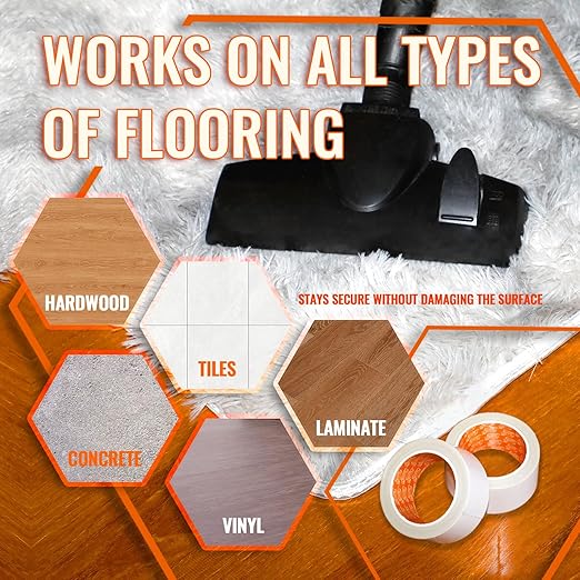 YONGJIN Double Sided Carpet Tape - Heavy Duty Rug Tape Gripper for Hardwood Floors No Damage, Secures Area Rugs, Laminate & Tile (1.41Inch + 2Inch, 2 Rolls, Total 20 Yards)