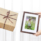 Vittanly 8.5x11 Picture Frames Set of 9, Shatter Resistant Plexiglass, Display 6x8 Pictures with Mat or 8.5x11 without Mat, Photo Frames for Wall or Tabletop, Engineered Wood, Brown