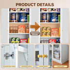 5 Tier Metal Curio Cabinets, Modern Bookshelf Cabinet with 4 Adjustable Shelves, Cabinet Display Case for Home Office, Living Room, Pantry (White-23.54W)