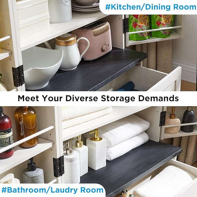 72" Farmhouse Kitchen Pantry Cabinet with Drawer, Tall Storage Cabinet with 2 Barn Doors and Shelves, Versatile Large Rustic Cupboard for Dining Room, Bathroom, Living Room, Laudry, White