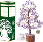Crocon Amethyst Gemstone Tree Feng Shui Figurine Money Bonsai Chakra Balancing Good Luck Reiki Healing Crystals Decoration Ornament Sculpture Prosperity Table Decor Gift Size 10-12"""