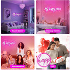 Kavaas My Happy Place Neon Signs 16.9" x 5.9", Pink LED Light Up Signs for Wall Decor | My Happy Place Sign for Girls Bedroom, Bar, Office, Dorms