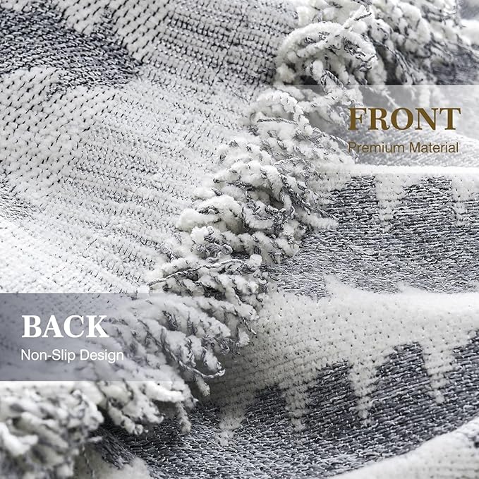 Couch Cover Boho for Dogs Washable Grey Couch Covers for 2 Cushion Couch, Chenille Sectional Couch Covers L Shape Sofa Cover, Furniture Protector for Kids, Pets, Grey 71" X150"