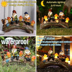 Funny Garden Gnome Statue Solar Powered Mushroom Figurine with Squirrel Gnome Durable Resin Outdoor Decoration for Patio Yard Lawn Ornament Housewarming Gift