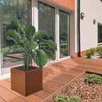 Corten Steel Planter Box Outdoor Planter Metal Square Large Steel Flower Pot Rustic Cube Patina Tall Plant 20 Inch Durable Antique for Commercial Residential Patio Deck Yard Garden