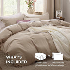 Bedsure Deep Beige California King Duvet Cover - Prewashed Cotton-Like Extra Soft Bedding Set, Includes 1 Cal King Duvet Cover 104x98 Inches with Zipper Closure & 2 Pillow Shams, No Comforter