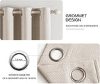 MIULEE 100% Blackout Linen Textured Curtains for Bedroom Solid Thermal Insulated Natural Grommet Room Darkening Curtains & Drapes Luxury Decor for Living Room Nursery 52 x 84 Inch (2 Panels)