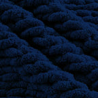 Carriediosa Chunky Knit Throw Blanket 50" X 60", 100% Hand Made Large Chenille Loop Yarn Soft Fluffy Throws for Couch Sofa Bed, Big Crochet Cozy Heavy Thick Cable Woven Blankets, Navy Blue