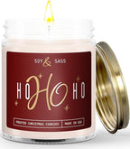 Christmas Candles Scented – ‘Ho Ho Ho’ Soy Christmas Candle, with Santa's Cookies Scent - Infused with Essential Oils I Holiday Candles I 9oz, 50Hr, Made in USA