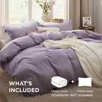 Bedsure Grayish Purple Duvet Cover Twin/Twin XL Size - 2 Pieces Prewashed Cotton-Like Extra Soft Bedding Set, Includes 1 Twin Duvet Cover 68x90 Inches with Zipper Closure & 1 Pillow Sham, No Comforter