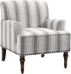 UIXE Stripe Accent Chair Arm Chair, Modern Nailhead Trim Club Armchair with Wood Legs, Comfy Living Room Single Sofa Reading Seat Bedroom Side Seating for Home Office, Gray