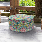 LVTXIII Indoor/Outdoor Inflatable Ottoman, D31 x H14 Inch Large Round Ottoman, All Weather Foot Rest Stool, Portable Footrest for Patio, Garden, Camping and Home - Damask Red