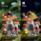 Hodao Spring Garden Mushroom Gnomes Decorations Mushroom House Ornaments Decor for Porch, Garden Yard Spring Lighting House for Outdoor Decor Birthday Gifts for Mom, Grandma,Women