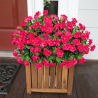 Ivydale Artificial Fake Camellia Flowers Plants for Outdoor Outside Fall Decoration, Faux Silk Hotpink Camellias UV Resistant Look Real for Planter Porch Patio Garden Yard, 3 Large Bundles