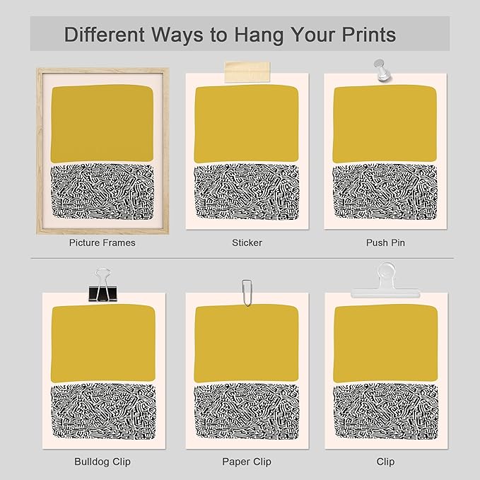 SIGNWIN Adhesive Canvas Poster Mid-Century Modern 1980s Geometric Color Blocks Abstract Shapes Illustrations Minimalism Decorative Rustic Cozy Zen for Living Room, Bedroom, Office - 8"x10"x 4