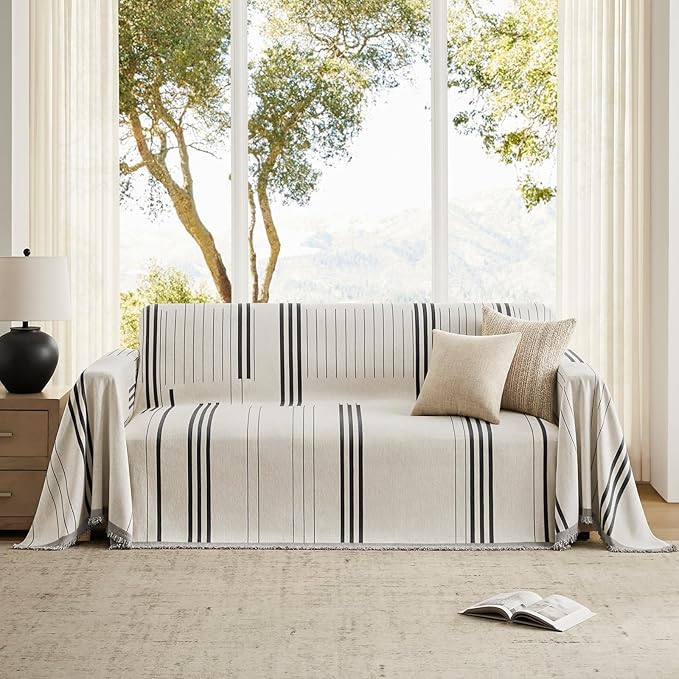 Boho Couch Cover Washable Sectional Couch Covers for Dogs Reversible Sofa Slipcover for 2 or 3 Cushion Couch Pet Friendly Furniture Protector (2# Heise, 71" x 150")