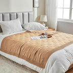 CozeCube Check Knit Throw Blanket, Beige Checkered Throw for Couch, Decorative Christmas Soft Cozy Warm Knitted Blanket for Bed Sofa Living Room, 50"X60"