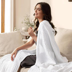 PHF Cooling Waffle Blanket Twin Size, Lightweight 60% Rayon Derived Bamboo & 40% Cotton Breathable Blanket for Hot Sleepers, Soft and Luxury for Bed Couch and Sofa, 66"x90", White