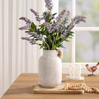 Ceramic Flower Vase Home Decor - 9.7 inch Large White Rustic Table Flowers Vases Living Room Bedroom Plant Decoration Farmhouse Vintage for Kitchen Shelf Office Coffee Dining Desk House Women