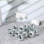 60 Pcs Disco Ball Table Number Holder, Place Card Holders, Tables Cards Photo Picture Display Numbers Stand Clips, for Wedding Birthday Disco Halloween Party Decorations