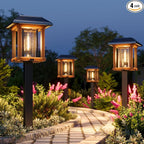 XMCOSY+ Solar Pathway Lights Outdoor Waterproof IP65 - Dual-Tone 25 LM LED Solar Garden Lights for Yard, Glass Outdoor Lighting for Garden Patio Yard Landscape Walkway Driveway Lawn Decor (Warm White)