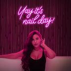 Kavaas Yay It's Nail Day Neon Sign - Neon Sign for Salon Bar, Beauty Room, Bedroom - Great Gift for Nail Tech Girls, Christmas, Birthday