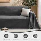 Couch Cover for Dogs Sectional Sofa Covers Washable for 2 Cushion Couch, Chenille Couch Cover Blanket, Sectional Sofa Slipcovers, Multi-Use Furniture Protector for Kids, Pets, 91" X134", Dark Grey