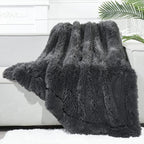 GONAAP Fuzzy Faux Fur Throw Blanket Twin Size Dark Grey Super Soft Cozy Plush Fuzzy Shaggy Blanket for Couch Sofa Bed (Dark Grey, Twin(60"x80"))
