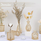 Glass Bud Vase Set of 24, Small Amber Flower Vases for Centerpieces in Bulk, Mini Vintage Vase for Wedding Decor, and Home Table Décor