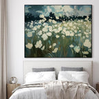 SIGNWIN 60"x72" Extra Large Framed Wall Art White Wildflower Field in Impressionist Style, Soft Floral Landscape for Home Living Room Bedroom Decor (Frame Assembly Required)