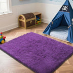 Purple Fluffy Rug Shaggy Area Rug, 6x9 Area Rugs for Girls Bedroom, Big Soft Shaggy Bedside Non-Slip Plush Dorm Nursery Kids Carpet Home Decor Aesthetic