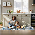 Area Rug 2x6 Blue White Washable Entry Rug Multicolored Tropical Botanical Modern Floral Indoor Kitchen Door Mat Entrance Carpet Non Slip for Bedroom Living Room, Porch