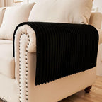 HAOMAIJIA Non-Slip Couch Armrest Covers for Sofa,Fuzzy Couch Arm Covers Set of 2,Washable Thick Soft Recliner Chair Arm Cover Protectors (Black, 23" x 23" 2 Pack)