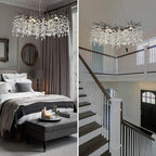 Modern Black Crystal Tree Branch Chandelier,14-Light 40" Black K9 Crystal Chandeliers for Living Room, Round Chandelier for Dining Room,High Ceiling,Kitchen Island,Foyer,Staircase