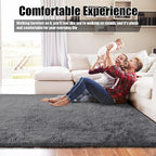 9x12 Fluffy Area Rugs for Living Room,Large Fuzzy Shag Area Rug for Bedroom,Deep Grey Soft Non-Shedding Indoor Plush Carpet for Kids Bedroom Nursery Home Decor