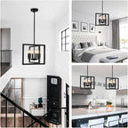 ANKYLHUA Small Black Chandelier,6-Lights Ceiling Light Fixture E12,Adjustable Hight Pendant Lights Kitchen Island,Chandeliers for Dining Room Bedroom,Entryway,Foyer