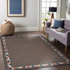 Beverly Rug Outdoor Rug 9x12 Modern Bordered Large Area Rugs for Indoor and Outdoor Patio Easy to Clean Non Shedding Living Room Porch Garden Washable Outside Carpet (9 x 12 Brown)