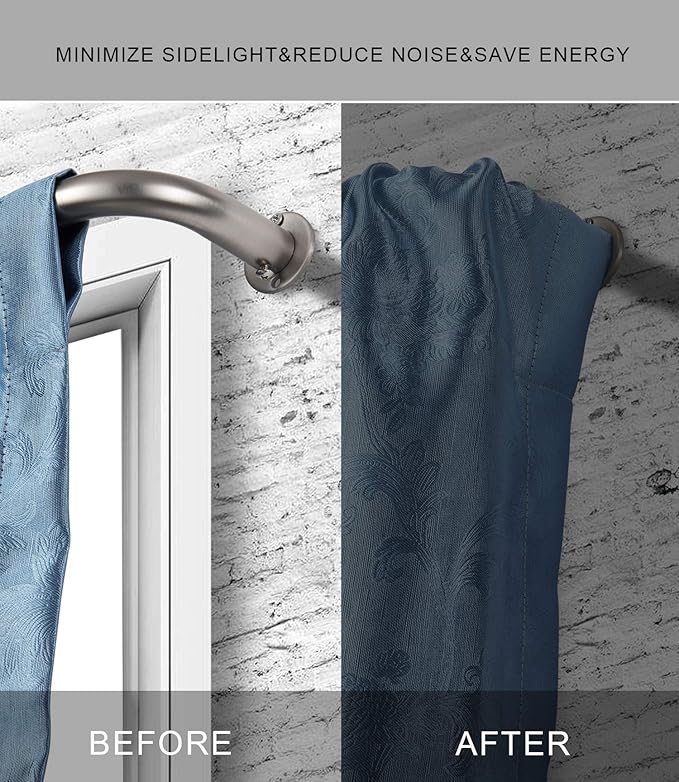 Room Darkening Curtain Rod, Wrap Around Design, Extra-Thick 1-Inch Diameter Single Drapery Rod, Extendable Metal Rod Set for the Blackout Curtains and Sheer (Satin Nickel, 28-48")