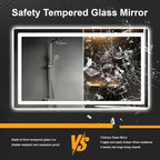 Led Mirror for Bathroom, 30x40 Bathroom Vanity Mirror for Wall with Light, IP54 Enhanced Anti-Fog, Dimmable 3 Colors, Memory Function, Backlit and Front Lit, Shatter-Proof Glass, Plug-in/Hardwired