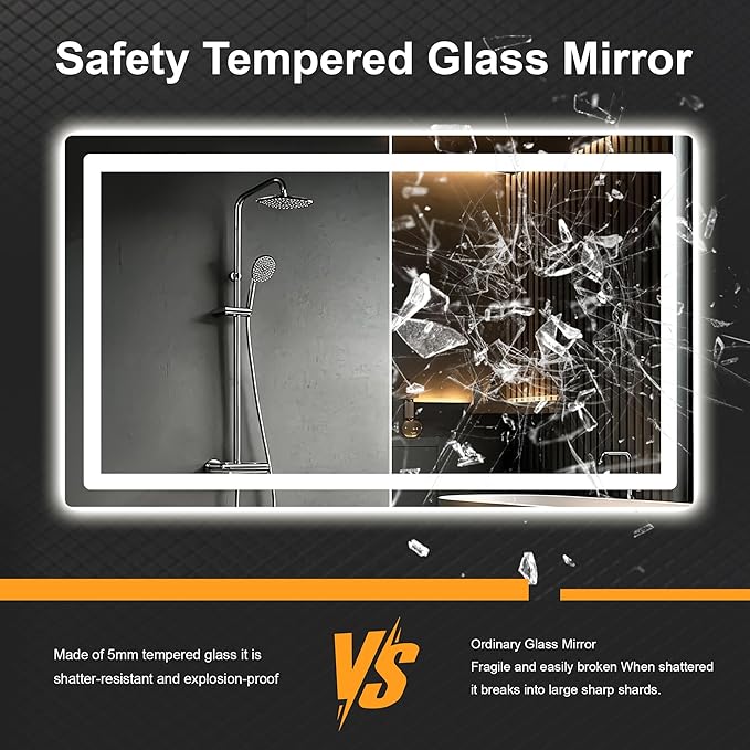 Led Mirror for Bathroom, 30x40 Bathroom Vanity Mirror for Wall with Light, IP54 Enhanced Anti-Fog, Dimmable 3 Colors, Memory Function, Backlit and Front Lit, Shatter-Proof Glass, Plug-in/Hardwired