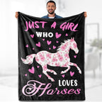 Horse Gifts Blanket for Girls Women Teens for Horse Lovers Throw Just A Girl Who Loves Horses Themed Living Room Decor Soft Cozy Bed Couch Plush Birthday 50"x60"